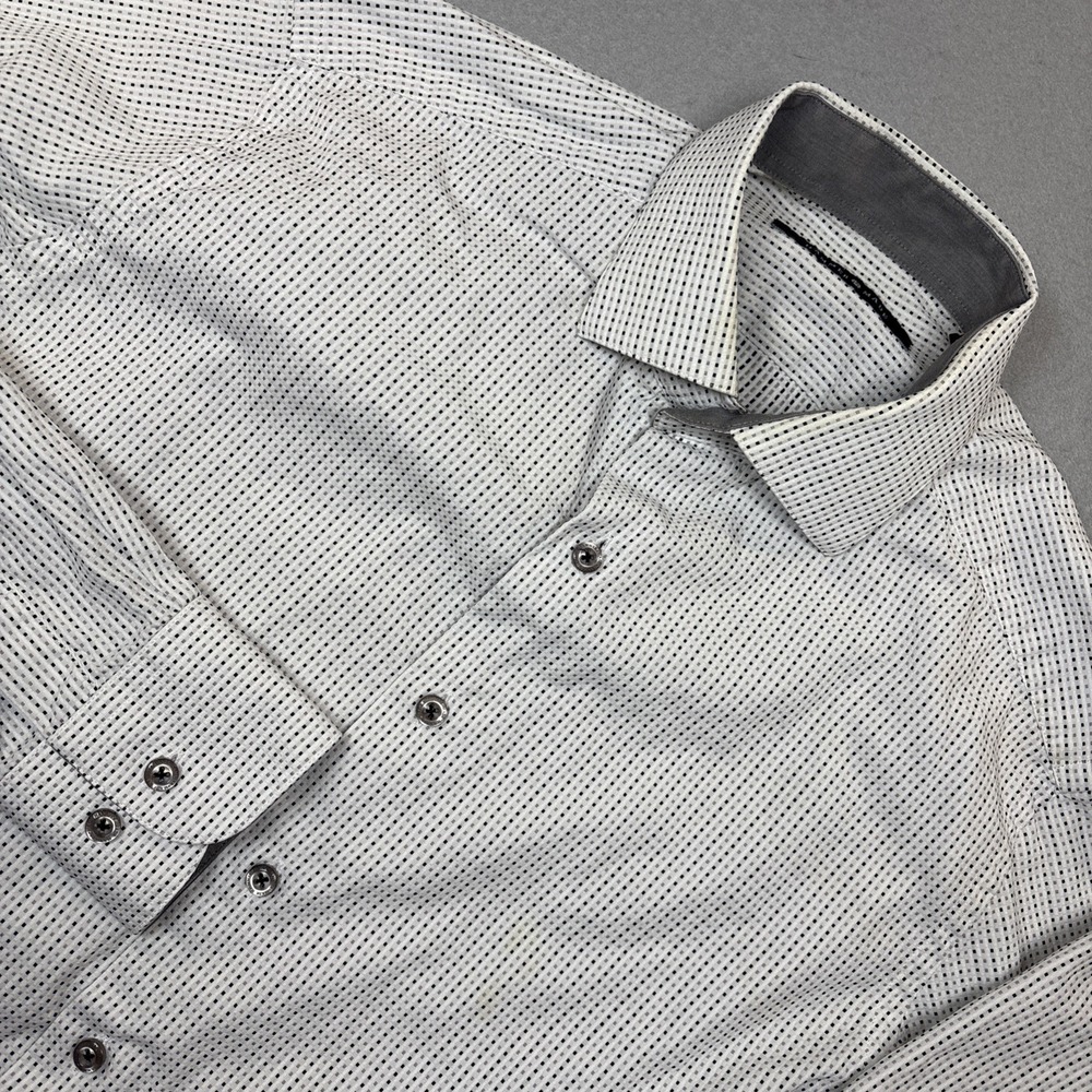 Hammer Made Men's Large Gray/White Check Long Sleeve Button Up 38/15‎